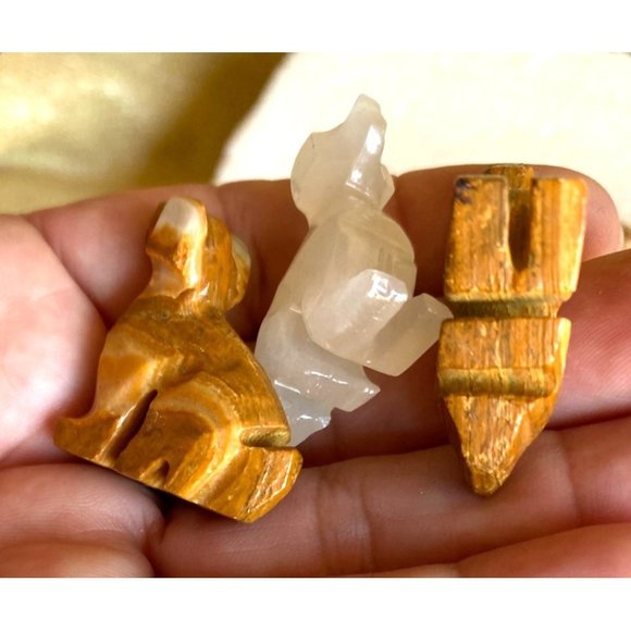 Marble Hand Carved Alabaster Made In Italy lot of 6 figurines Elephant Dogs, - Picture 8 of 11